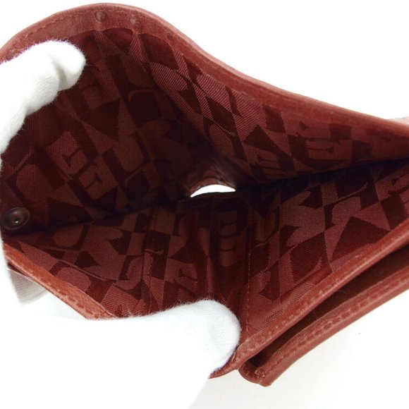 Leather Press FURLA bi-fold wallet Ostrich tone type Auth used L3086 - Picture 4 of 8